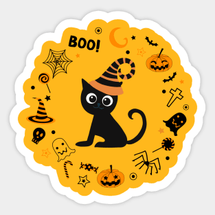 Halloween kitten BOO Sticker